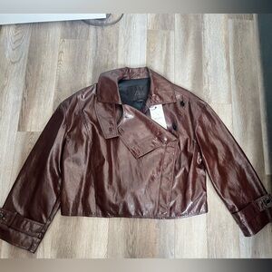 Zara shiny brown faux leather